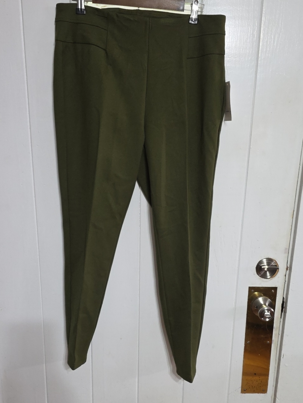 NWT Wonderly Women's Pull On Pants Olive Green Skinny Leg Comfort Stretch Sz 1X